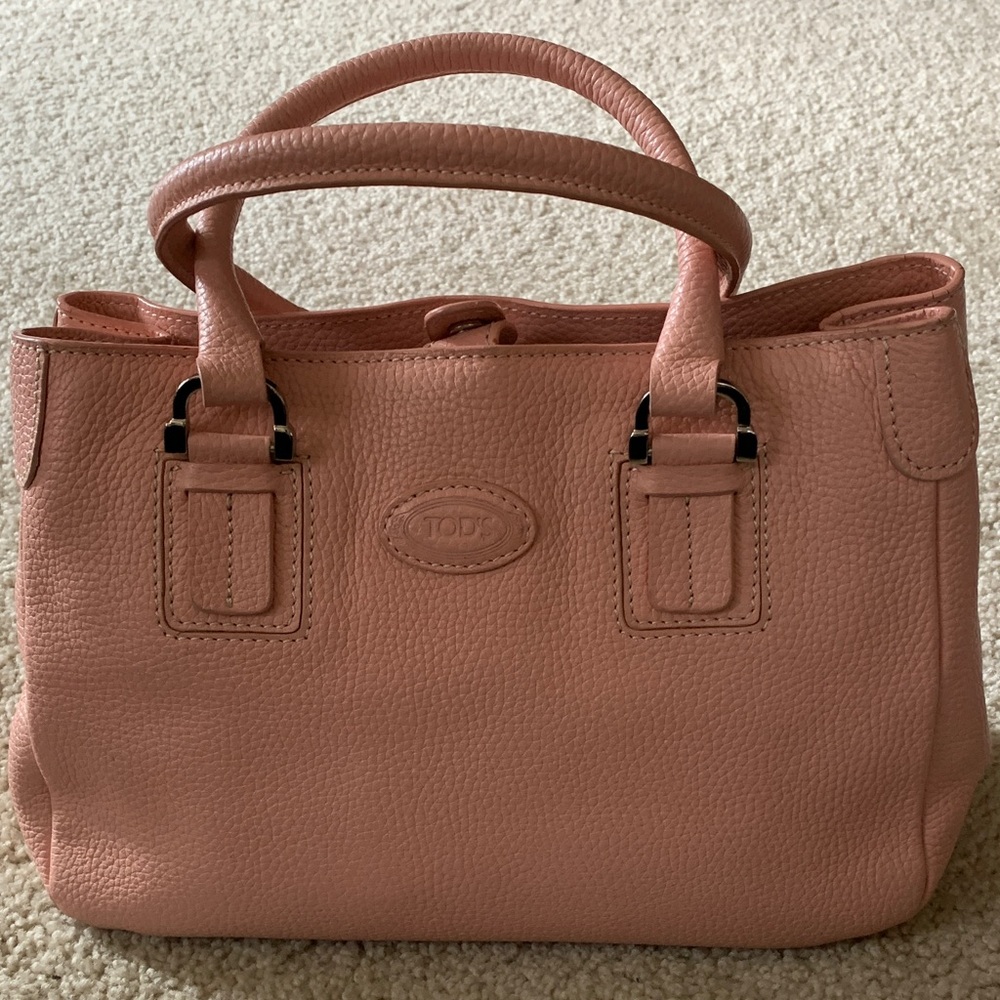 Tod's Blush Pink Soft Pebbled Leather Satchel Handbag